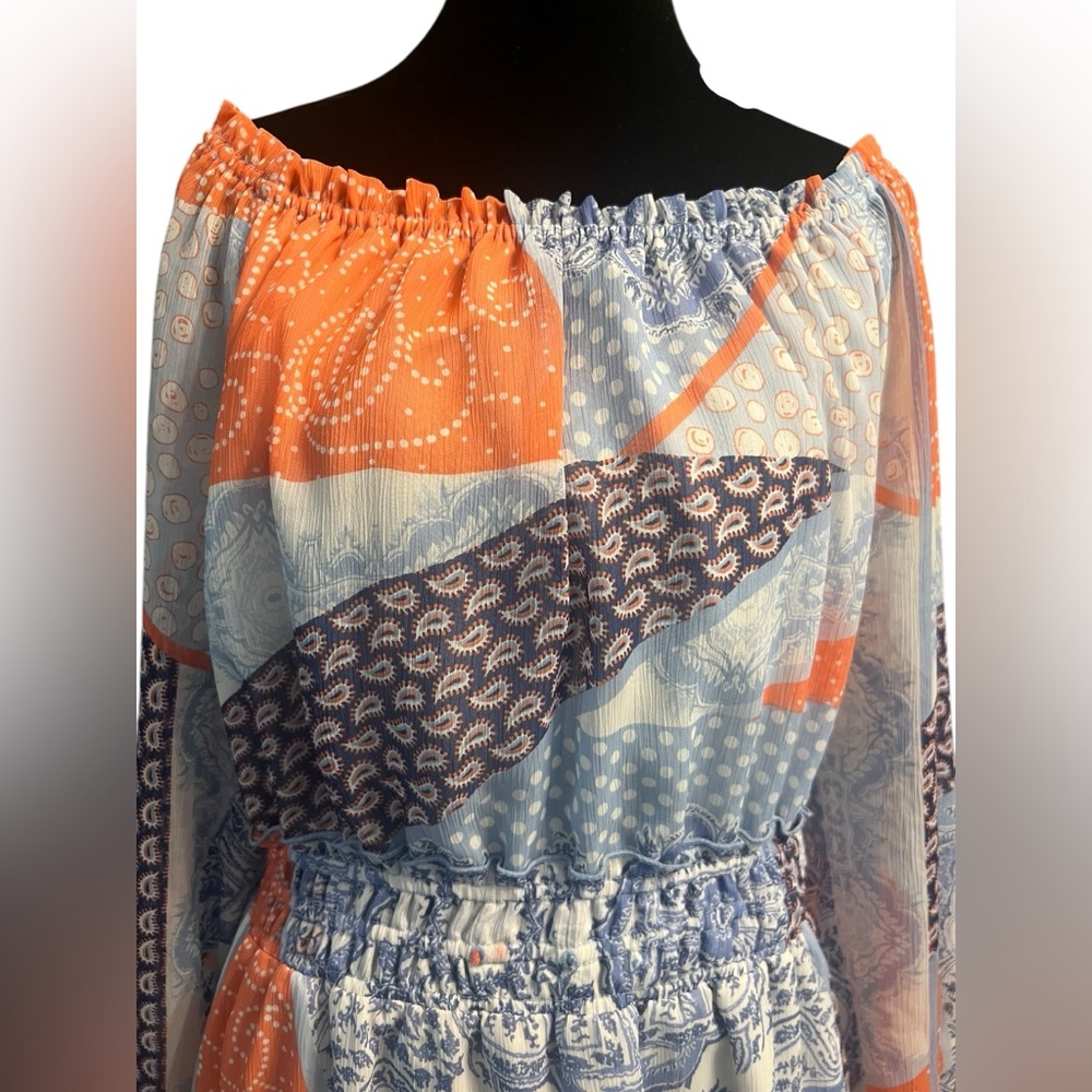Tommy Hilfiger Blue Orange Patchwork Mini Dress Size 12 - Picture 2 of 7
